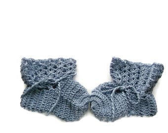 Baby Booties blue Baby Shoes Crochet Booties 4 " Newborn Shoes OOAK Booties Reborn Baby Doll