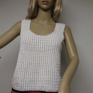 Sleeveless Woman crochet Tank Top Handmade Crochet Top  White crochet Tank Top medium size