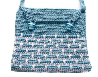 Crochet Shoulder Purse Mini Bag Purse Pouch Blue and White small Shoulder Crochet bag