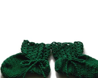 Baby Booties Green Baby Shoes Crochet Booties 4 " Newborn Shoes OOAK Booties Reborn Baby Doll