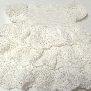 incandescent white crochet baby dress