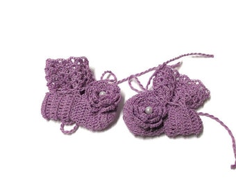 Baby Booties Baby Shoes Crochet Booties Newborn Shoes 3 " Lilac Booties Reborn Baby Doll