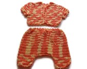 Baby diaper cover set with short sleeve sweater fit newborn 0-3 month, reborn babies in variegted Bright Orange and Yellow