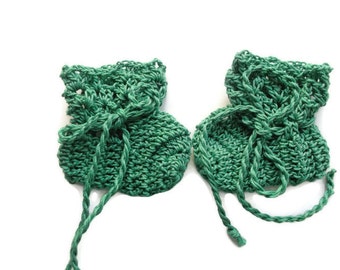 Baby Booties Green Baby Shoes Crochet Booties 2 " Newborn Shoes OOAK Booties Reborn Baby Doll