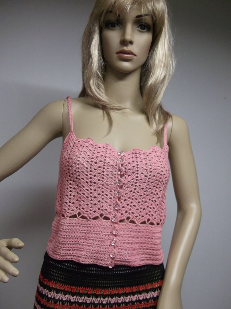 Sleeveless Crochet Tank Top Crochet Sexy Top, Crochet Crochet Pink Top ...