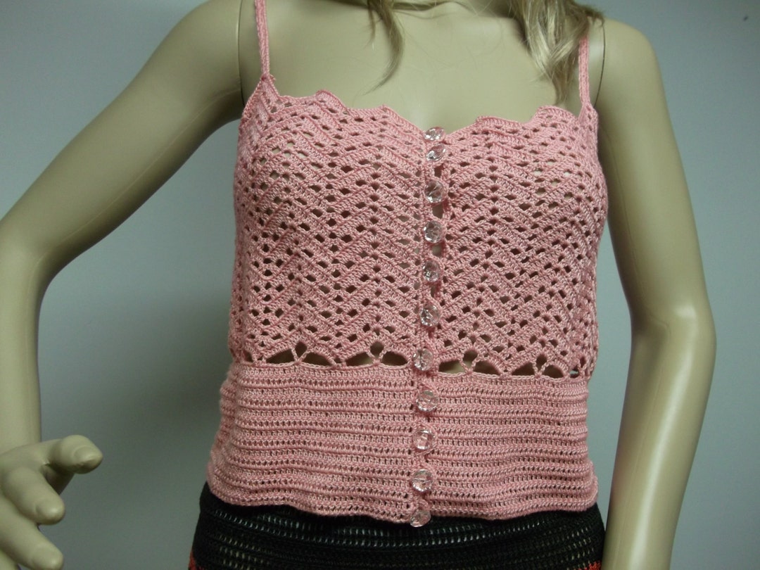 Sleeveless Crochet Tank Top Crochet Sexy Top, Crochet Crochet Pink Top ...