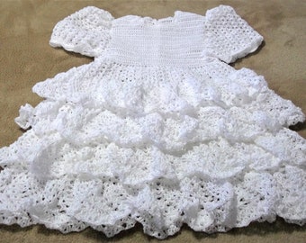 Crochet Baby Dress - 6 month old Christening Gown, dedication, blessing, baptism White - Reborn Doll Clothes -  White Dress for Baby on Etsy