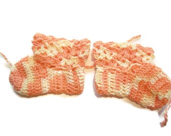 Baby Booties Baby Booties  Baby Shoes Crochet Booties 3 " Variegated Orange Newborn Shoes OOAK Booties Reborn Baby Doll