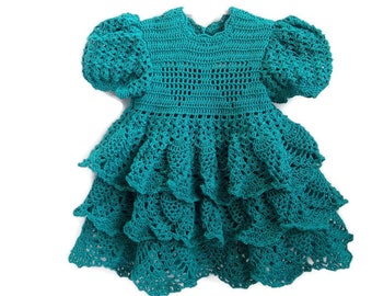 Crochet Baby Dress - Infant -  - Newborn - Reborn Doll Clothes - green  crochet baby Dress with a heart design , handmade on etsy