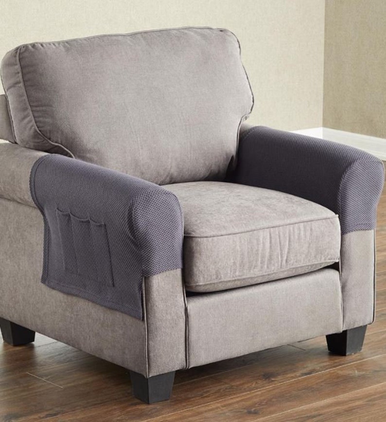 FLAT SHIPPING Sets of 2 Stretch Armrest Covers With Pockets Etsy