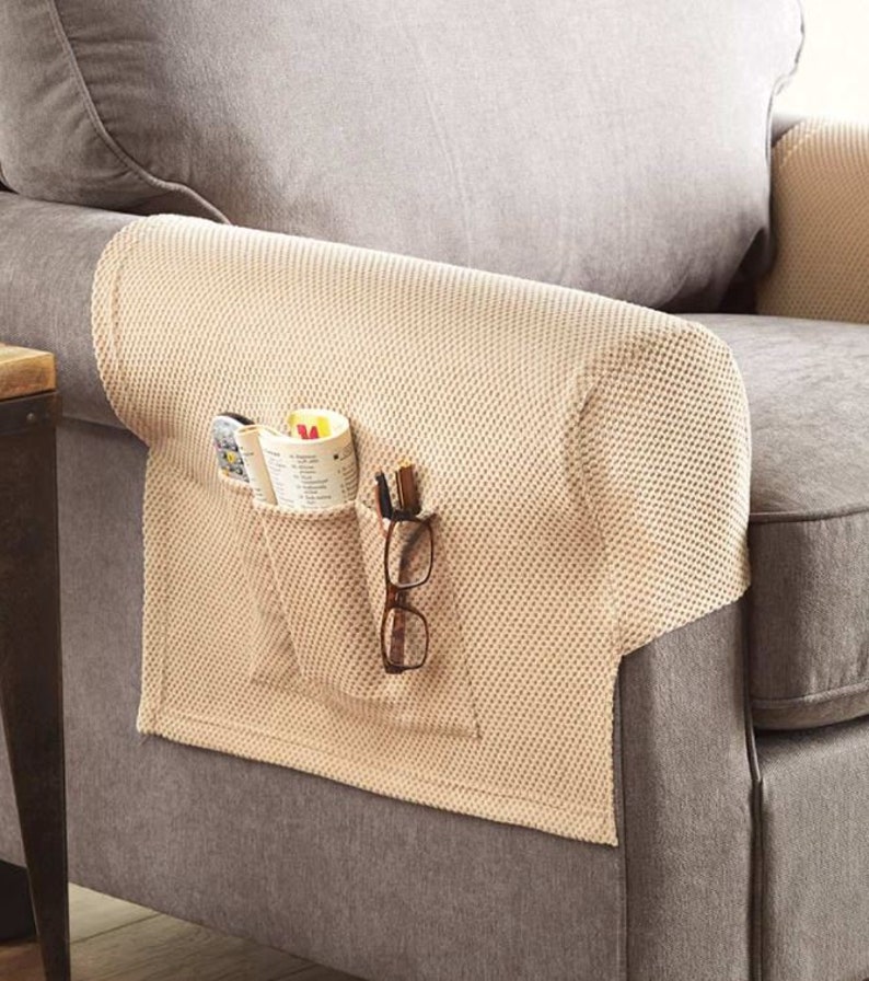 FLAT SHIPPING Sets of 2 Stretch Armrest Covers With Pockets Etsy