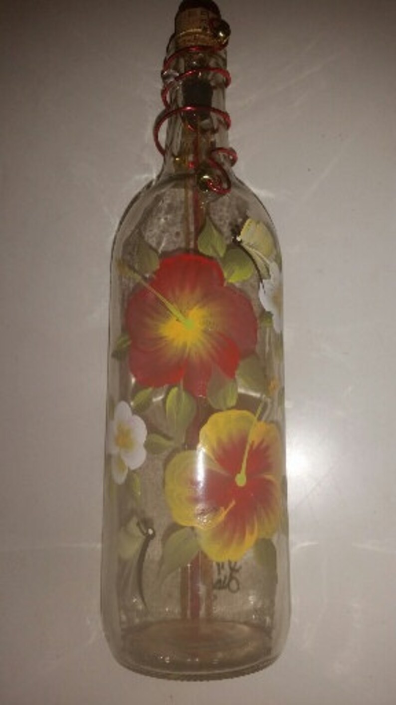 HandPainted Wine Bottle Lamp Etsy