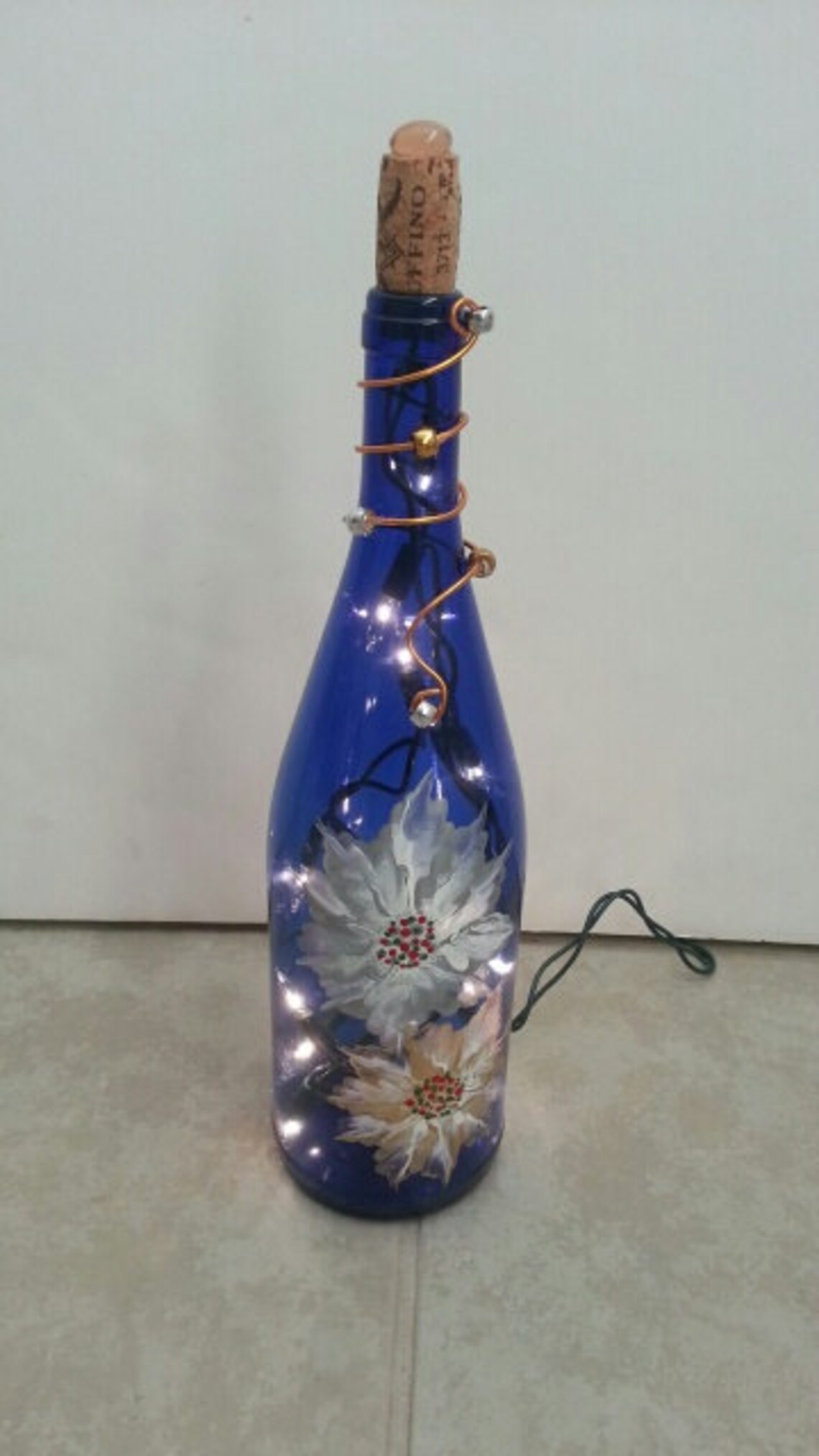 ON SALE Hand-painted Wine Bottle Lamp - Etsy