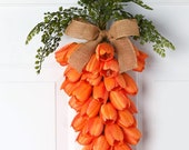 SALE+FLAT SHIPPING!!! Hanging Carrot Swag Carrot Door Wreath Easter Spring Carrot Tulip Wreath