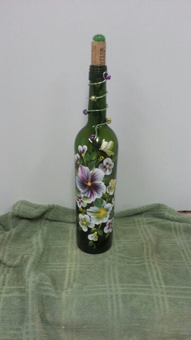 HandPainted Wine Bottle Lamp Etsy