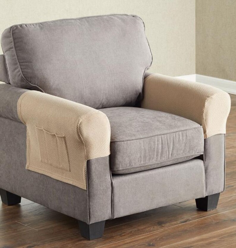 FLAT SHIPPING Sets of 2 Stretch Armrest Covers With Pockets Etsy