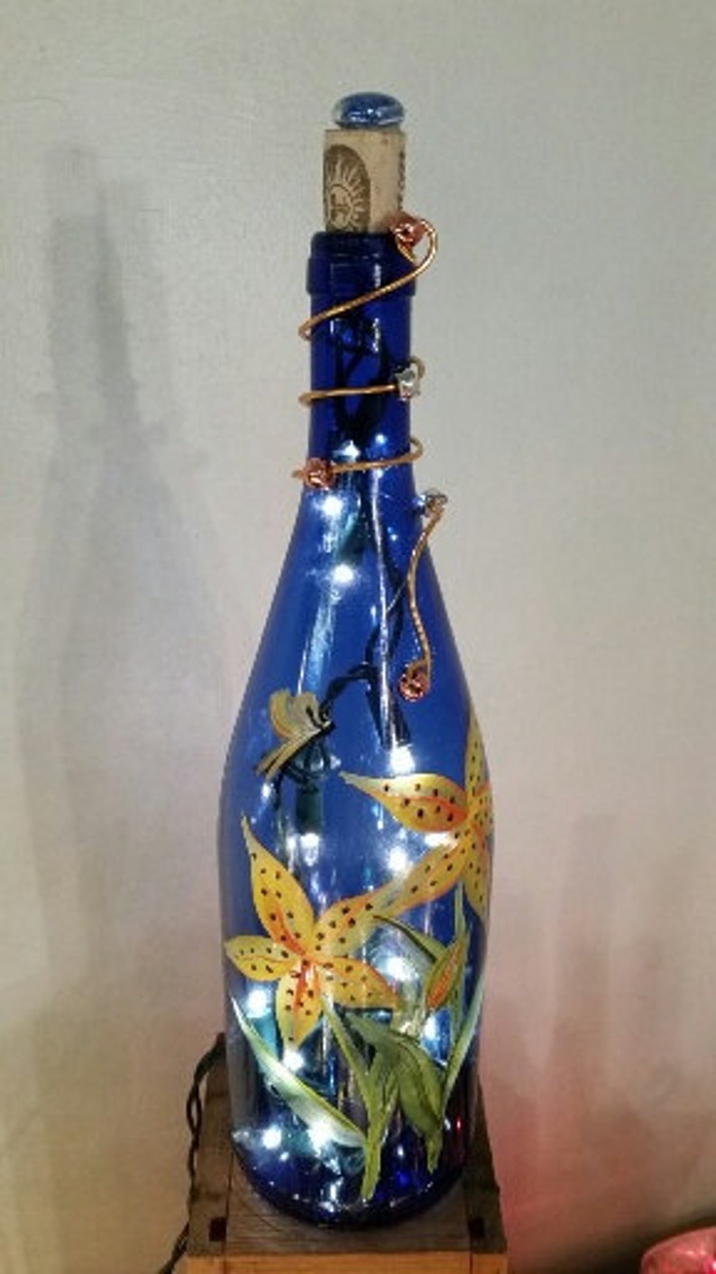 Handpainted Wine Bottle Lamp Etsy