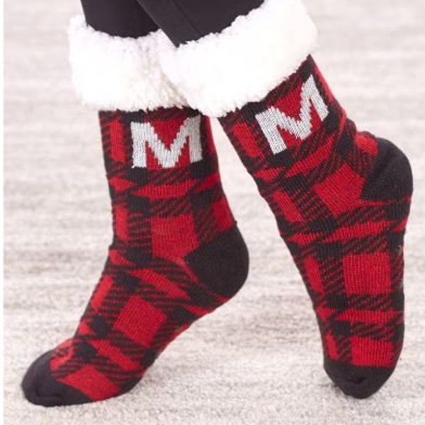 SALE + FLAT SHIPPING!  Plush-Lined Monogram Slipper Socks