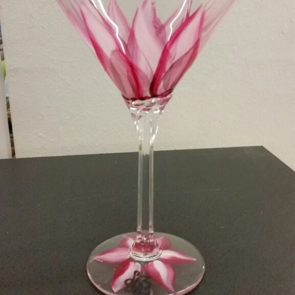 Hand-Painted Flower Petal Martini Glass