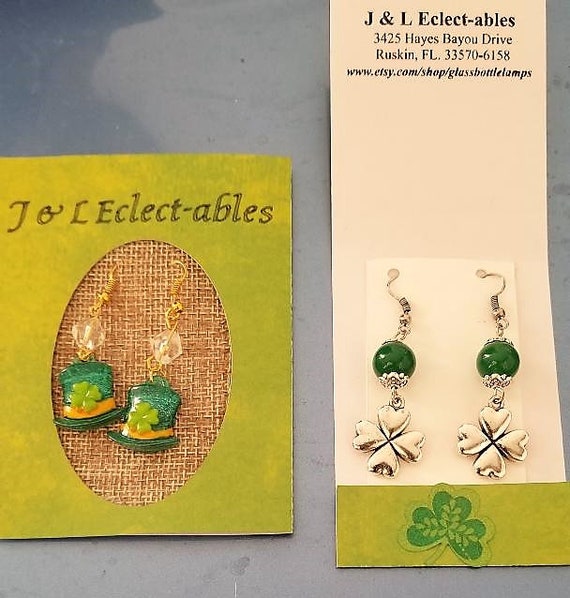 St Patricks Day Earrings, St Patricks Day Shamrock Earrings, St