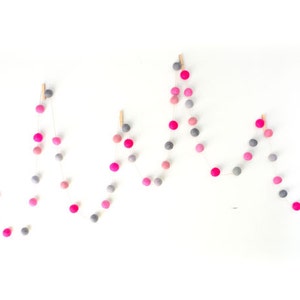 Pink Felt Ball Garland. Nursery Decor. Felt Balls. Wedding Decorations. Girls. Kids Room Decor. Home Decor. image 4