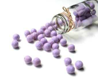 1cm Felt Balls x50 LIGHT PURPLE  1cm to 1.5cm. Wool. Felt beads. Bulk. Wholesale Decor. Decoration. DIY