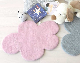 Cloud Rug, SOFT PINK Felt Rug, Nursery Rug, Grey Rug, Felted Rug, Kids Room Rug, Children decor