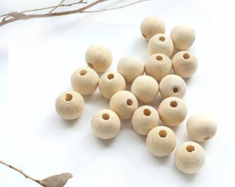 14mm Wooden Beads 10/ 20/ 50/ 100 Wood Natural Round DIY Craft Jewellery Spacer Findings