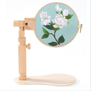 Embroidery Hoop Holder Stand frame kit, Wooden adjustable rotatable, cross stitch wood sewing craft