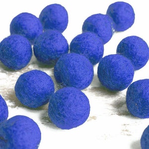 BLUE 2cm Felt Balls x20 Wool. Colourful beads. Mixed colours. Bulk. Party Decor.