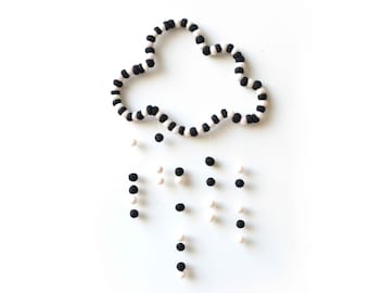 Black & White Mobile. Cloud Mobile. Baby Nursery Mobile. Monochrome Kids room. Baby decor. Children room. Felt balls