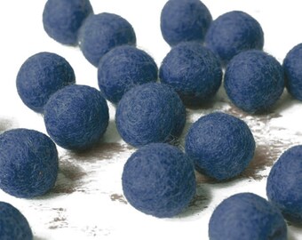 NAVY BLUE Felt Balls x20. 2cm. Wool. Colourful beads. Mixed colours. Bulk. Party Decor.