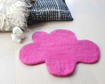 CLOUD RUG, PINK Felt Rug, Nursery Rug, Felted Rug, Kids Room Rug, Children Decor Mat