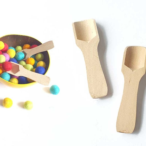 Wooden Scoop Toy. Montessori Tools Sensory Play. Fine Motor. Educational Open Ended & Felt Balls Gift Set