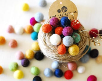 Felt Balls x200 Mixed Colours. 1cm to 1.5cm. Multicolour. Wool. Colourful beads. Bulk. Decor. Decoration. DIY