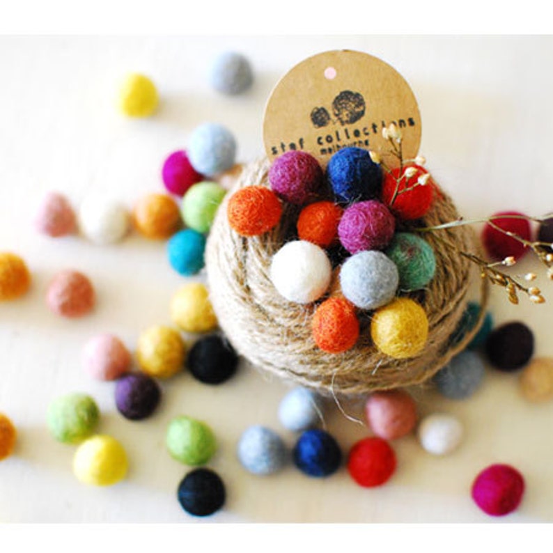 Felt Balls x200 Mixed Colours. 1cm to 1.5cm. Multicolour. Wool. Colourful beads. Bulk. Decor. Decoration. DIY image 1