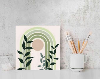 Paint By Numbers GREEN ARCH DIY Kit, Abstract Plant Greenery Home Wall Decor Art Craft Supplies Starter Kit, 20x20 Painting Gift, Art Gift