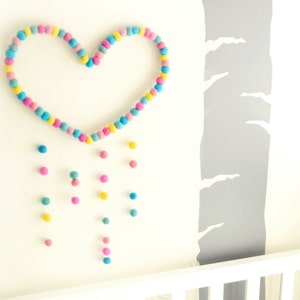 Heart Mobile. Pink. Cyan. Pastel. Nursery Decor. Nursery Mobile. Kids Wall Decor. Baby decor. Children Homewares. Dreamcatcher
