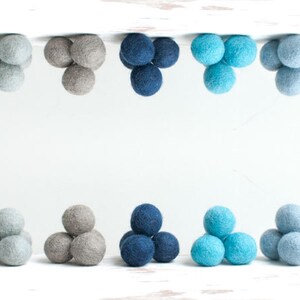 Blue Felt Balls x20. 2cm. Mixed Blue Grey Wool Felt Balls. Beads. Kids DIY Craft Supplies. DIY Garland Pom Pom. Winter Shade Party Decor. image 2