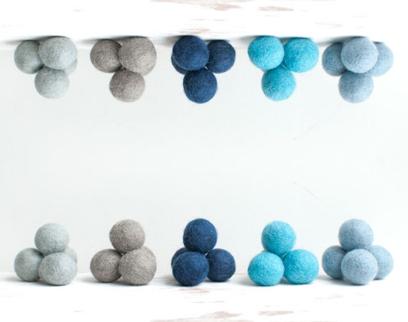 Blue Felt Balls x20. 2cm. Mixed Blue Grey Wool Felt Balls. Beads. Kids DIY Craft Supplies. DIY Garland Pom Pom. Winter Shade Party Decor. image 2