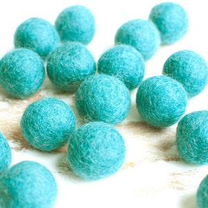 Aqua Blue Felt Balls x20 2cm Wool felt balls, Cyan blue pom poms beads, High quality felt pom poms, Kids Craft DIY