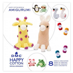 Amigurumi Pattern Book 8, DIY Crochet Book with Instructions, DMC Crochet Animals Doll Knitting Project, Happy Cotton Book