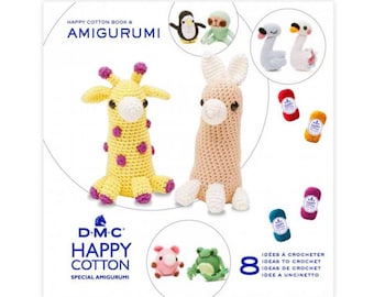 Amigurumi Pattern Book 8, DIY Crochet Book with Instructions, DMC Crochet Animals Doll Knitting Project, Happy Cotton Book