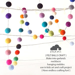 Felt Balls x50 Mix Colours. 2.5cm. Wool. Colourful. Multicoloured. Bulk. 25mm. Multi-colour. Mixed Colour Felt Balls image 3