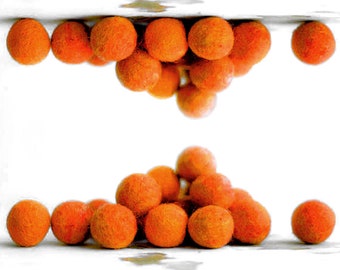 Dark Orange Felt Balls x20. 2cm. Wool. Colourful beads. Mixed colours. Bulk. Party Decor.