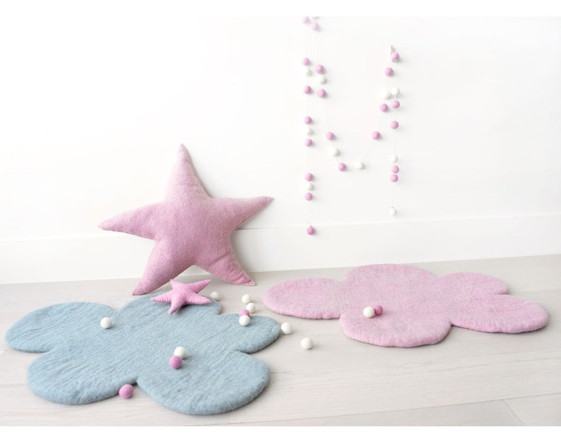 Cloud Rugs SOFT PINK & GREY Rugs Felted Rug Nursery Rug Etsy