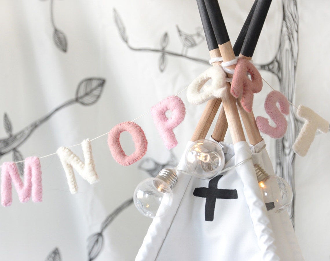 Pink ABC Garland. Alphabet Garland. Nursery Wall Decor. Etsy