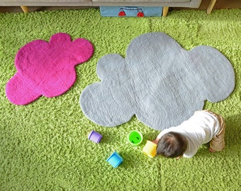 CLOUD RUG LARGE, Felt Rug, <grey> <off white> <black><Yellow> <Mint> <SoftPink> Nursery Rug, Felted Rug, Kids Room Rug, Children decor