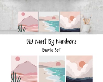 Paint By Numbers DIY Painting Kit, 20x20 Framed Canvas ABSTRACT BEACH Landscape Bundle Home Decor Art Craft Supplies Kids Adult Beginners