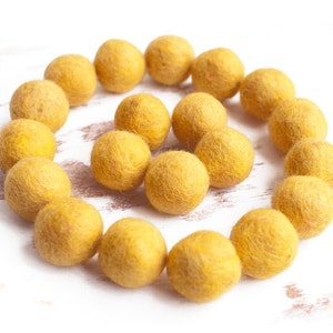 Mustard Yellow Felt Balls x20. 2cm. Wool. Colourful beads. Mixed colours. Bulk. Party Decor. image 2